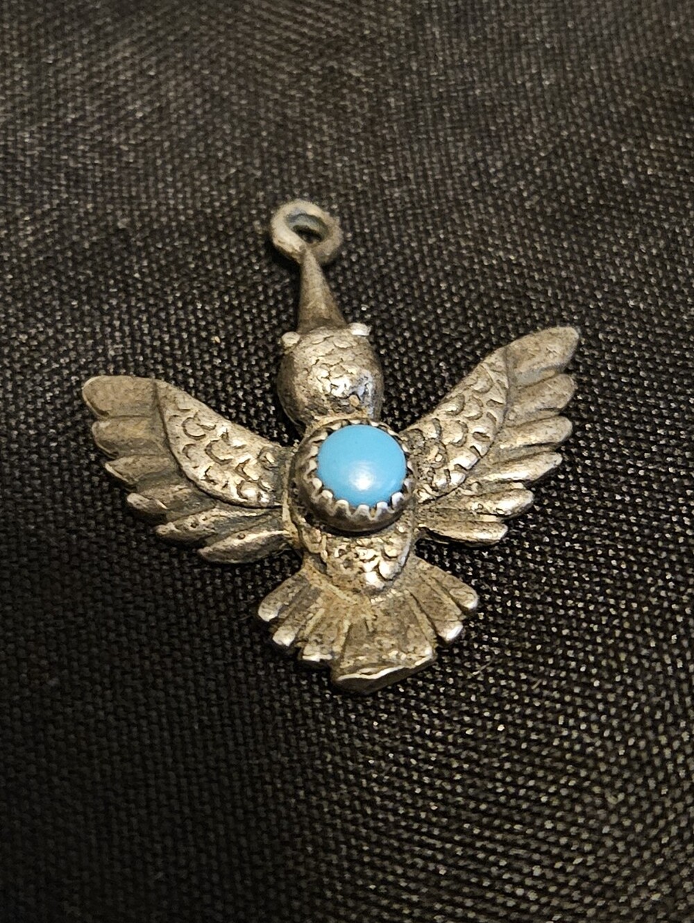 Vtg 925 Sterling Silver Bell Trading Post Blue Stone Thunderbird Pendant Charm